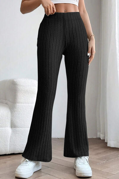 Basic Bae Full Size Ribbed High Waist Flare Pants Trandify deal