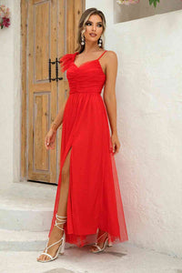 Asymmetrical Ruched Slit Dress Trandify deal