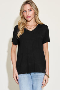 Basic Bae Full Size V-Neck High-Low T-Shirt Trandify deal