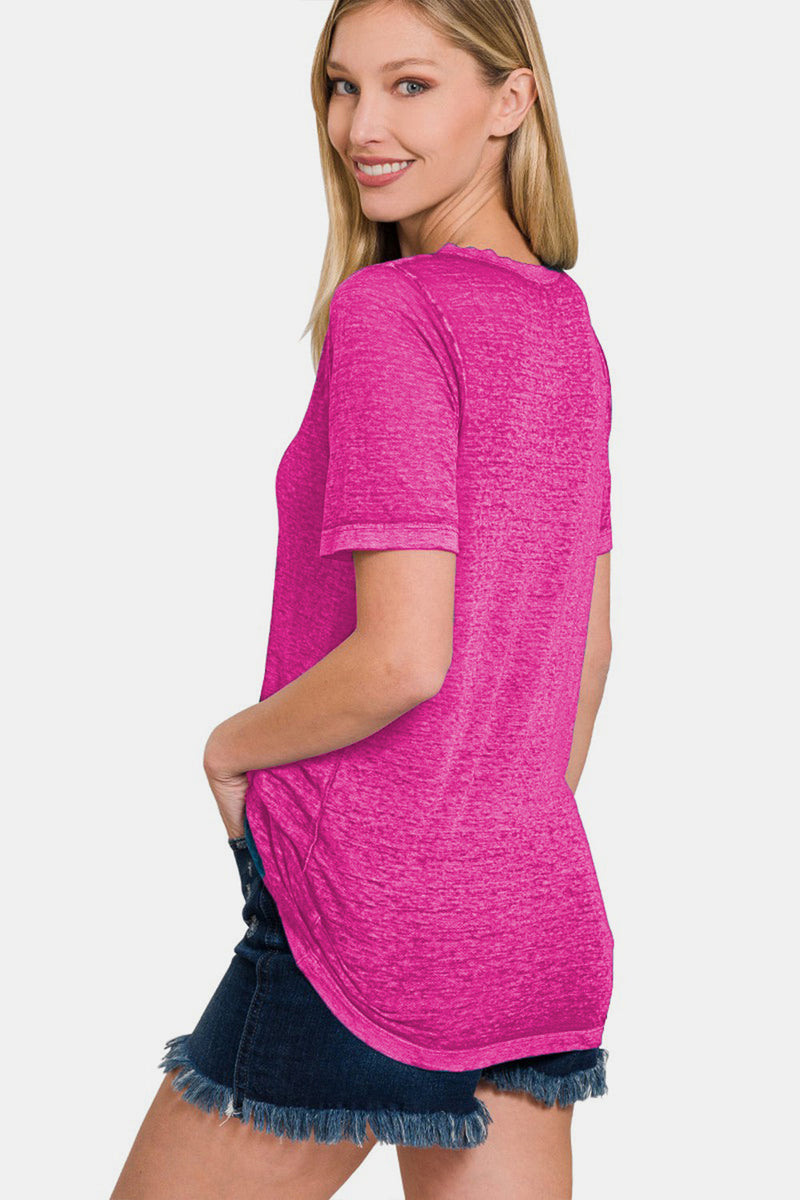 Zenana V-Neck Short Sleeve T-Shirt Trandify deal