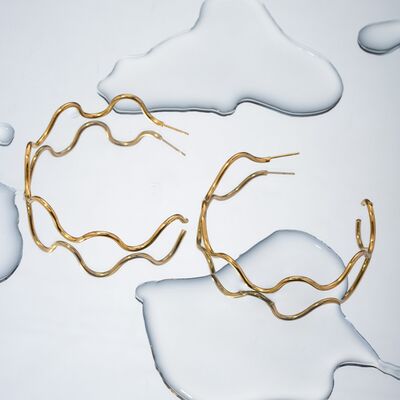Stainless Steel Wave Shape C-Hoop Earrings Trandify deal