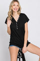Heimish Full Size Front Button V-Neck Short Sleeve T-Shirt Trandify deal