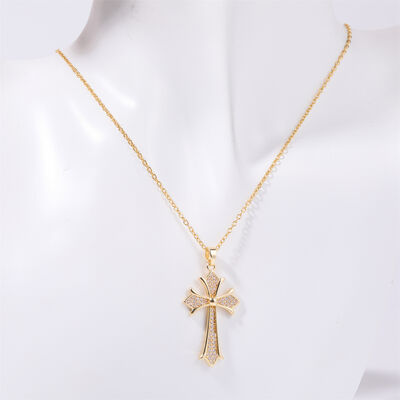 Stainless Steel Inlaid Zircon Cross Necklace Trandify deal