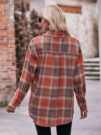 Plaid Dropped Shoulder Longline Shirt Trandify deal