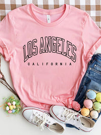 LOS ANGELES CALIFORNIA Round Neck T-Shirt Trandify deal