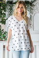 Heimish Full Size Star Print Short Sleeve V-Neck Waffle Knit T-Shirt Trandify deal