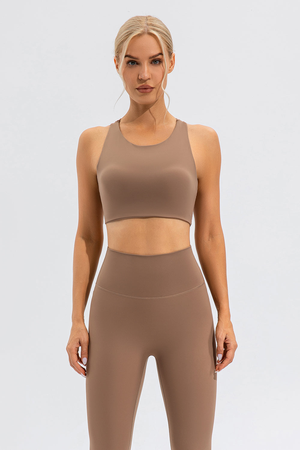 Round Neck Cutout Cropped Active Tank Trandify deal