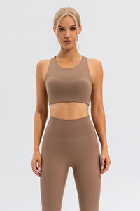 Round Neck Cutout Cropped Active Tank Trandify deal