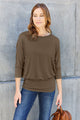 Basic Bae Full Size Round Neck Batwing Sleeve Blouse Trandify deal