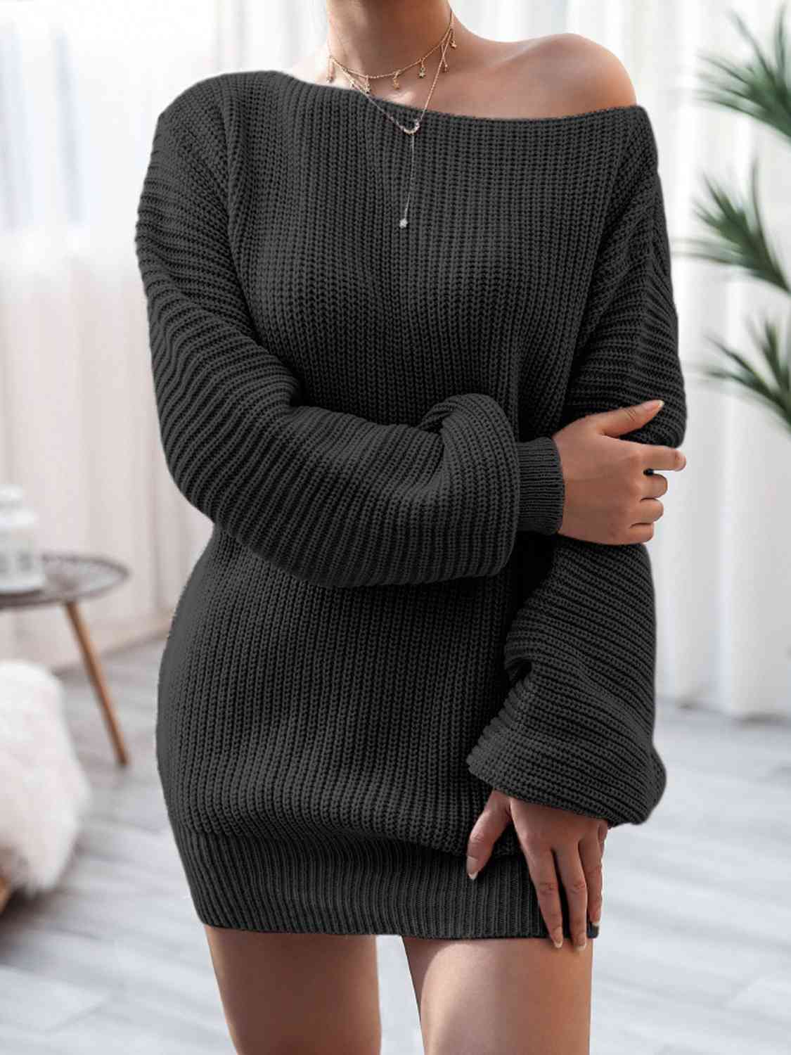 Rib-Knit Mini Sweater Dress Trandify deal