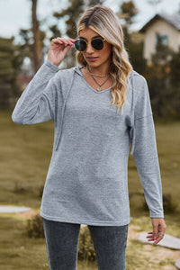 Drawstring Dropped Shoulder Hooded T-Shirt Trandify deal