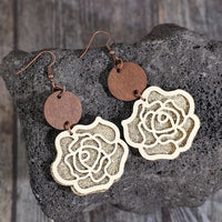 Wooden Alloy Rose Shape Dangle Earrings Trandify deal