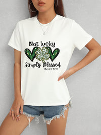 Lucky Clover Round Neck Short Sleeve T-Shirt Trandify deal