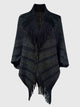 Fringe Detail Open Front Poncho in [Black] – Boho Chic Style by TrandifyDeal
