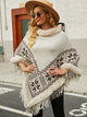 Fringe Geometric Cape Sleeve Poncho - Trendy Boho Chic Outerwear from TrandifyDeal