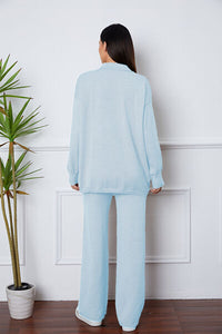 Dropped Shoulder Sweater and Long Pants Set Trandify deal