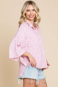 Culture Code Button Up Drop Shoulder Slit Shirt Trandify deal