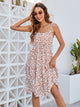 Printed Square Neck Tie Shoulder Dress Trandify deal