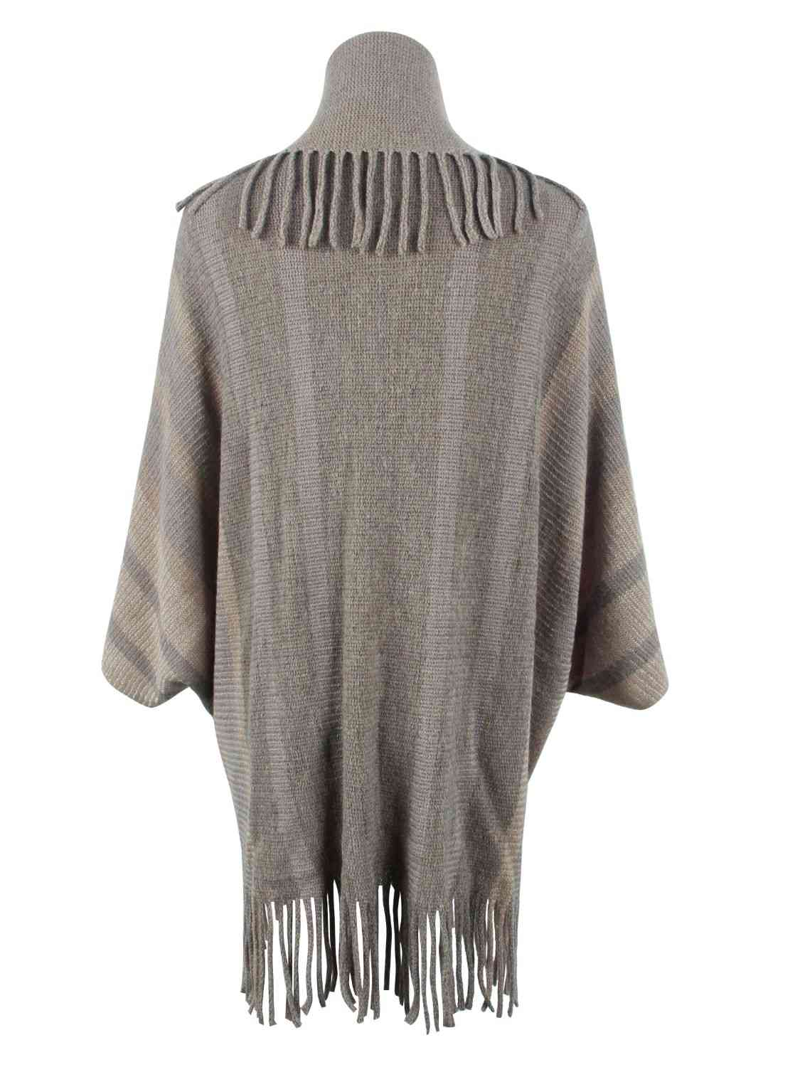 Fringe Detail Open Front Poncho Trandify deal