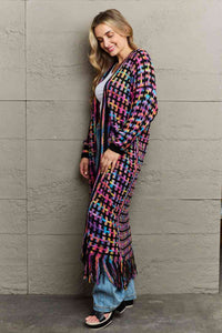 Angel wings Multicolored Open Front Fringe Hem Cardigan Trandify deal