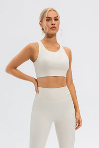 Round Neck Cutout Cropped Active Tank Trandify deal