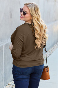 Basic Bae Full Size Round Neck Batwing Sleeve Blouse Trandify deal