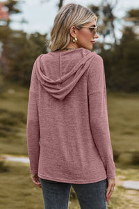 Drawstring Dropped Shoulder Hooded T-Shirt Trandify deal
