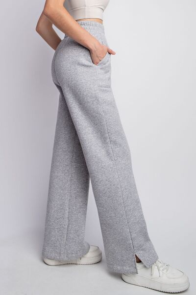 Faith Apparel Full Size Drawstring Straight Leg Slit Sweatpants Trandify deal