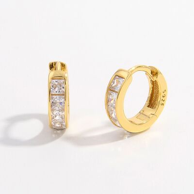 925 Sterling Silver Inlaid Zircon Huggie Earrings Trandify deal