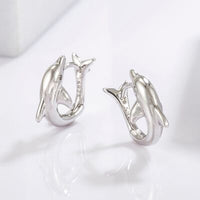 925 Sterling Silver Zircon Dolphin Earrings Trandify deal
