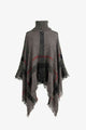Plaid Turtleneck Raw Hem Poncho Trandify deal