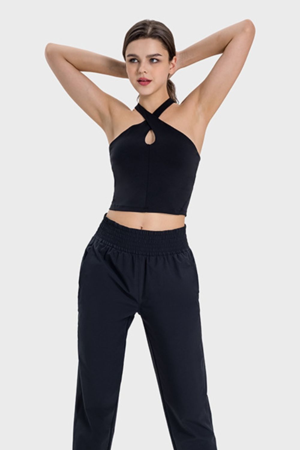 Millennia Crisscross Grecian Neck Active Cami Trandify deal