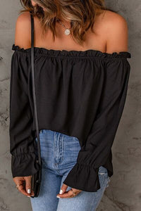 Frill Off-Shoulder Flounce Sleeve Blouse Trandify deal