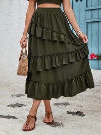 Ruffled Elastic Waist Midi Skirt Trandify deal