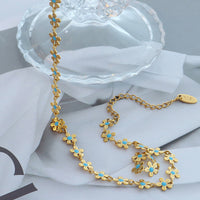 Titanium Steel Drip Oil Flower Necklace Trandify deal