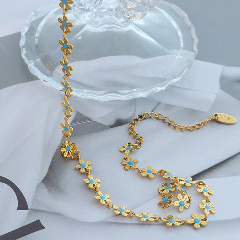 Titanium Steel Drip Oil Flower Necklace Trandify deal