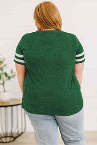 Plus Size Striped V-Neck Tee Shirt Trandify deal