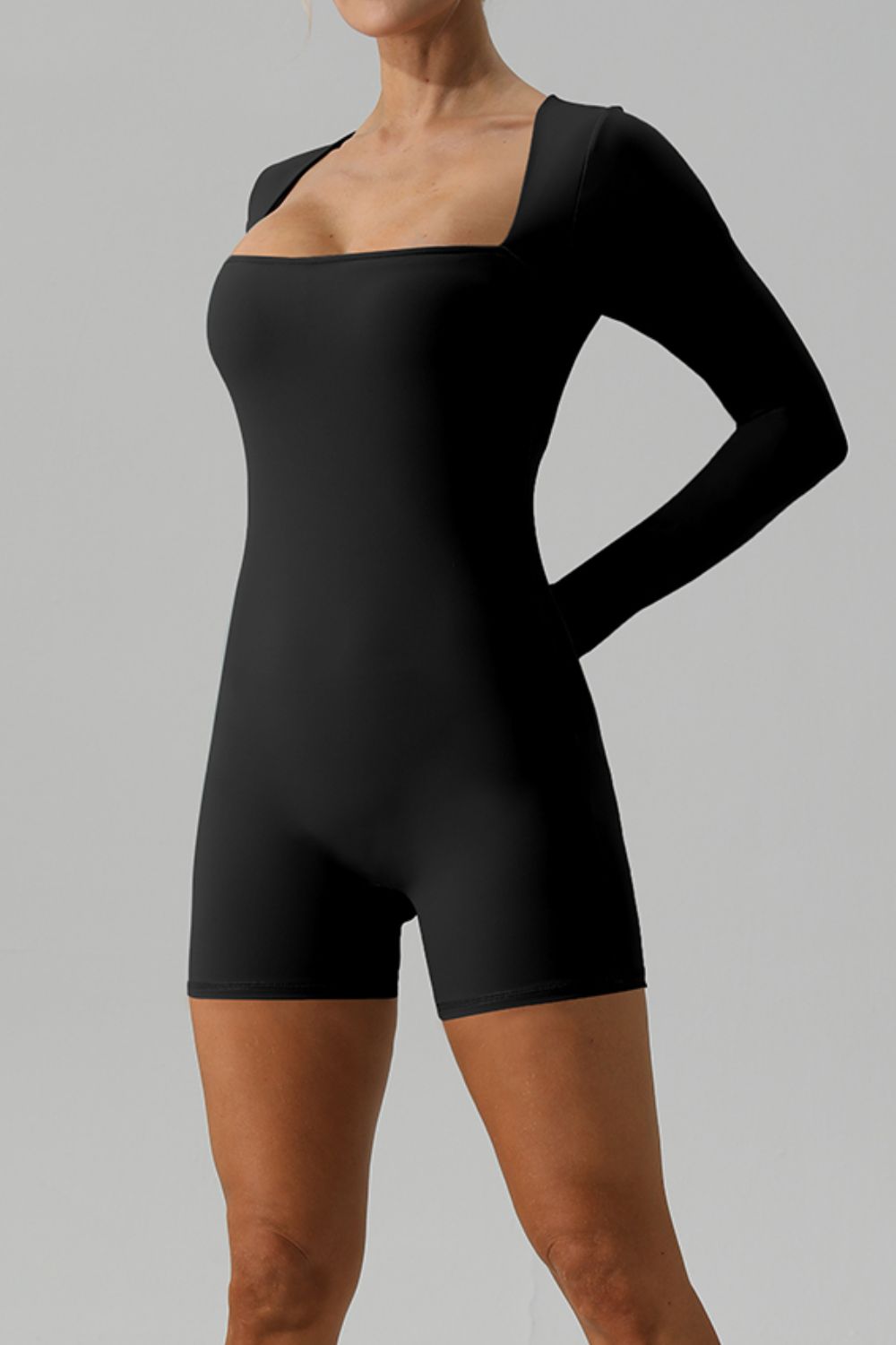 Square Neck Long Sleeve Active Romper Trandify deal