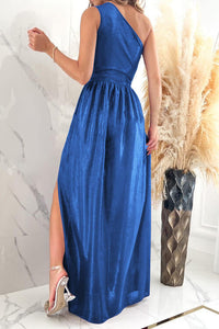 One Shoulder Slit Ruched Maxi Dress Trandify deal
