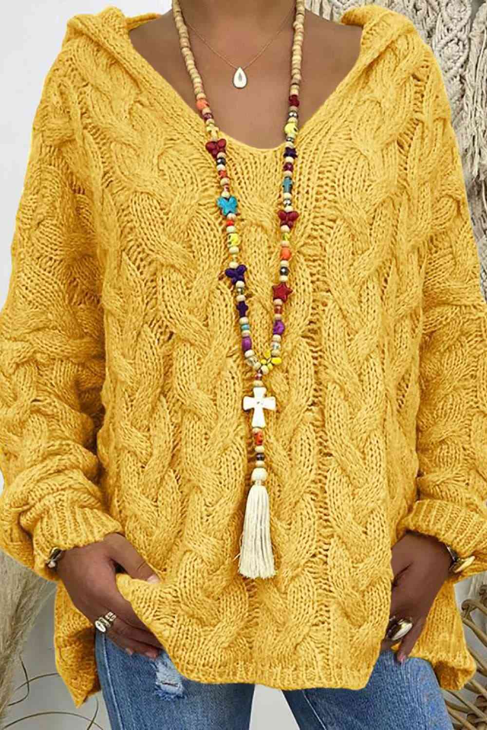 Cable-Knit Hooded Sweater Trandify deal