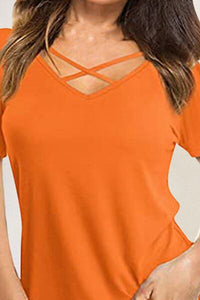 Crisscross Short Sleeve T-Shirt Trandify deal