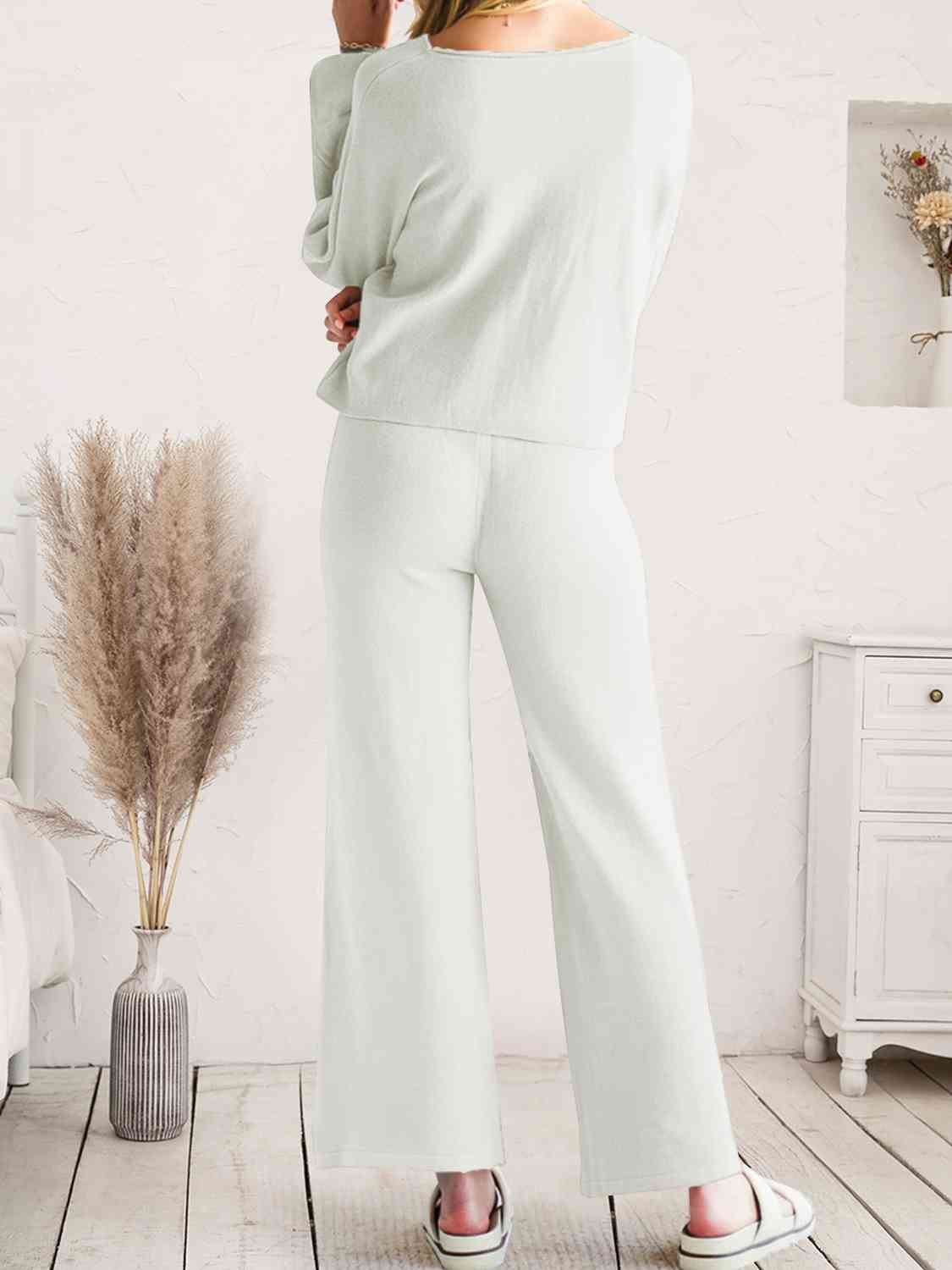 Long Sleeve Lounge Top and Drawstring Pants Set Trandify deal