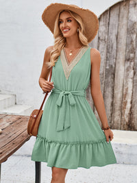 Tied Frill Sleeveless Mini Dress Trendsi