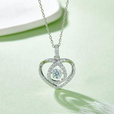 Moissanite 925 Sterling Silver Heart Shape Necklace Trandify deal