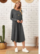 Pocketed Round Neck Long Sleeve Tee Dress Trandify deal