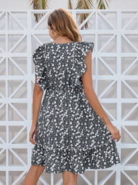 Ruffled Ditsy Floral Surplice Mini Dress Trandify deal