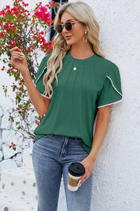 Round Neck Petal Sleeve T-Shirt Trandify deal