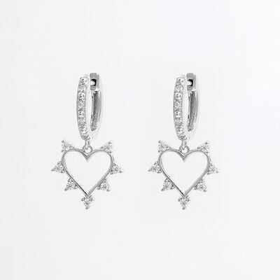 925 Sterling Silver Inlaid Zircon Heart Dangle Earrings Trandify deal