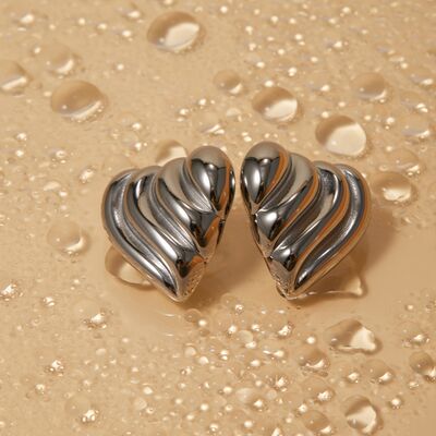 Stainless Steel Heart Shape Stud Earrings Trandify deal