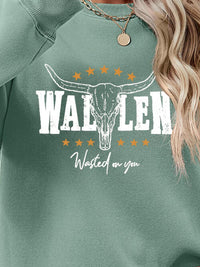 Graphic Round Neck Dropped Shoulder Sweatshirt Trandify deal